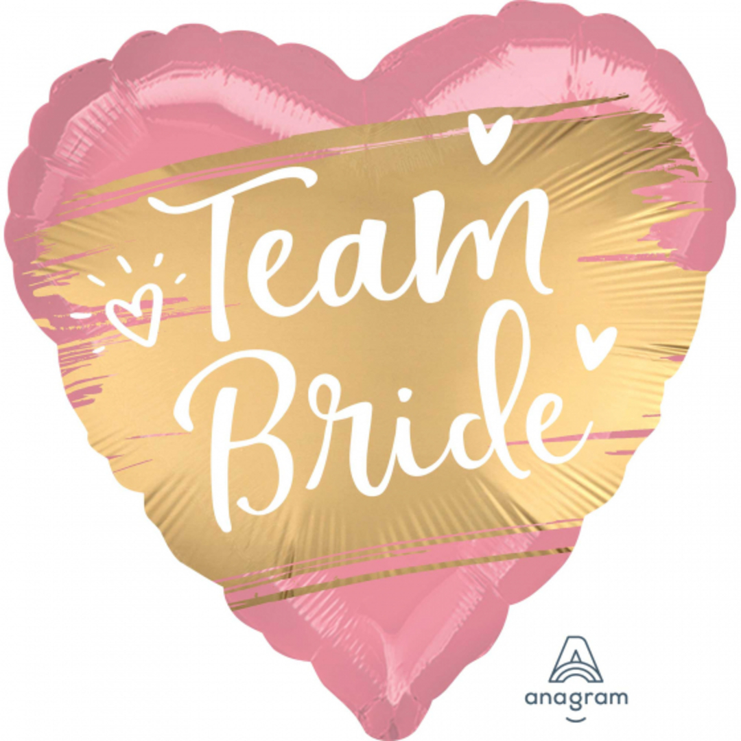 Team Bride Heart Shaped Foil Balloon, with helium (Multiple colours/designs available) image 0